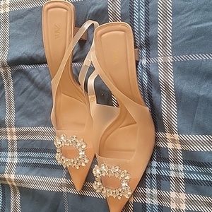 Zara nude heels with crystals